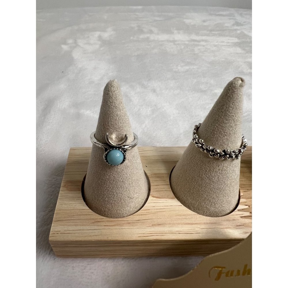 Ladies BOHO Turquoise Earring and Ring Set of 6 - Picture 4 of 4